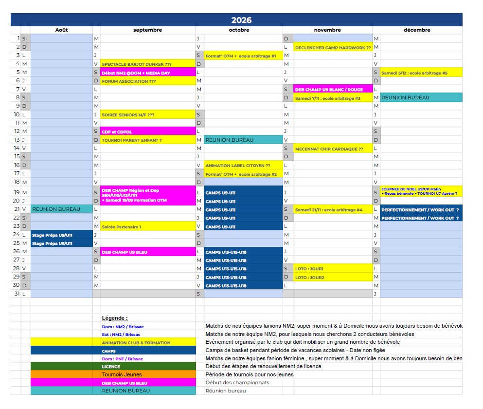 Calendrier Annuel